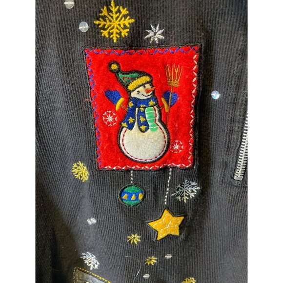 Designers Original Full Zip Embroidered Black Long Sleeve Sweater Sz 2X - Picture 4 of 6